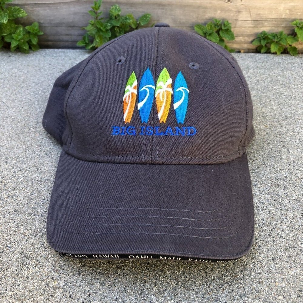 VTG HAWAIIAN HEADWEAR Big Island Hat Men's Grey Adjustable Surfboards​​​​​